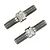 Two silver-coloured metal RC turnbuckles with threaded ends and a central hex nut section, isolated against a white background.
