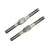 Two silver-coloured metal turnbuckles with threaded ends and a central flat section for adjustment, isolated on a white background.