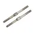 Two silver-coloured metal RC turnbuckles with threaded ends and a central flat section for adjustment, isolated on a white background.