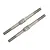 Two silver-coloured metal RC turnbuckles with threaded ends and a central adjustment section, isolated on a white background.
