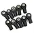 A set of ten black RC rod ends with silver metal pivot balls inserted, arranged in two rows on a white background.