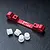 MST red anodized aluminium adjustable suspension pin mount with four white plastic suspension inserts on a black textured surface.