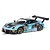 Scalextric 1/32 scale Porsche 911 GT3 R slot car in light blue and grey Team Parker Racing livery with number 66 on a white background.