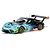 Scalextric 1/32 scale Porsche 911 GT3 R slot car featuring a blue, black, and green livery with number 32, shown on a white background.