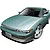 An illustration of a light blue Nissan Silvia S13 coupe with a custom front bumper and aftermarket wheels.
