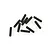 A collection of ten black metal grub screws with fine threading scattered on a white background.