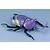 A plastic model of a Hercules beetle painted in the purple, green, and yellow color scheme of Evangelion Unit-01.
