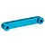 A blue anodized aluminium rear suspension arm pin brace for an RC car, shown from a high-angle perspective against a white background.