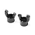 Two black aluminium C-hubs for RC vehicles, shown from a side angle against a white background.