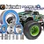 A selection of metal ball bearings with blue rubber seals arranged in front of an HPI Savage Flux XS RC monster truck.