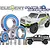 A collection of metal ball bearings with blue rubber seals arranged in front of images of Element RC Trailrunner and Knightrunner remote control trucks.