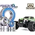 A collection of Plaig RC metal ball bearings with blue rubber seals displayed alongside an ARRMA Granite Grom RC truck.