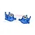 Two blue anodized aluminium steering hubs for RC cars, marked L and R, with pre-installed ball bearings.