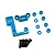 Yeah Racing blue aluminium main shaft bearing mount set including two blue metal plates, several blue spacers, and four black screws.