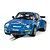A 1/32 scale Scalextric Porsche 911 Carrera RSR 3.0 slot car in blue Wallys Jeans livery on a track.