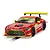A 1/32 scale Scalextric Mercedes AMG GT3 EVO slot car in red and yellow livery with Tecserv UK branding on a track.