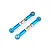 Two blue anodized aluminium RC turnbuckles with silver metal ball ends and adjustment nuts, isolated on a white background.