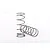 Two silver metal coil springs for Traxxas RC shock absorbers, one standing upright and one lying on its side against a white background.