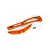 Traxxas orange anodized aluminium chassis brace set with two small black screws on a white background.