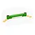 A green anodized aluminium steering draglink for RC cars, accompanied by four small brass-coloured bushings, set against a white background.