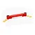 A red anodized aluminium steering draglink for Traxxas RC vehicles, shown with four small brass bushings on a white background.