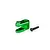 A green anodized aluminium servo horn with a black steel screw on a white background.