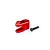 A red anodized aluminium servo horn for RC cars, shown with a single black mounting screw on a white background.