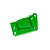 A green anodized aluminium motor plate for Traxxas RC vehicles, featuring mounting holes and slots.