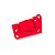A red anodized aluminium motor plate for Traxxas RC vehicles, featuring mounting holes and slots on a white background.