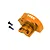 An orange anodized aluminium gear cover for Traxxas RC vehicles, featuring the TRX logo, accompanied by two black mounting screws.
