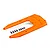 Traxxas orange chassis skid plate with a set of black mounting screws on a white background.