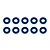 Ten blue anodized aluminium washers arranged in two rows of five against a white background.