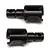 Two black metal differential outdrives for RC cars, shown from different angles against a white background.