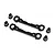 Two black aluminium front hinge pin braces and four small black plastic inserts on a white background.