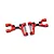 A pair of red anodized aluminium front upper suspension arms for an RC car, featuring adjustable turnbuckles and metal pins.