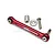 GPM Racing red aluminium steering linkage with included metal hardware components on a white background.