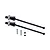 Two black GPM CVD driveshafts with silver aluminium wheel hexes, two metal pins, and two grub screws on a white background.