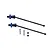 Two black GPM carbon steel CVD driveshafts with blue aluminium wheel hexes, including two metal pins and two grub screws on a white background.
