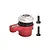 A red GPM Racing aluminium 25T servo horn with a built-in servo saver mechanism, accompanied by two black socket head screws against a white background.