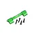 A green anodized aluminium upper centre brace bar by GPM Racing with four black mounting screws on a white background.