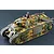 A painted 1/56 scale model of a French Char B1 Bis tank with camouflage paint, featuring a tank commander figure in the open hatch.