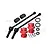 GPM Racing 110mm carbon steel CVD driveshafts with red aluminium wheel hex adapters, bearings, and hardware on a white background.