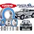 A collection of metal ball bearings with blue rubber seals displayed alongside images of a silver Kyosho Outlaw Rampage RC truck.