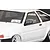 A close-up of a white 1/10 scale RC AE86 body shell featuring a black side door mirror installed on the driver's side.