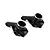 Two black anodized aluminium RC car steering knuckles with silver chamfered edges, one marked with an L.