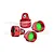Four red anodized aluminium RC shock absorber caps from GPM Racing with green internal seals, arranged on a white background.