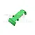 A green anodised aluminium rear skid plate for an RC car, shown from an elevated angle against a white background with a faint GPM logo watermark.