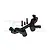 GPM Racing black aluminium steering assembly set for RC cars, featuring a bell crank, steering arms, and mounting screws on a white background.