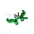 GPM Racing green anodised aluminium steering bellcrank assembly for RC cars, including mounting screws.
