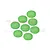 Eight small, round, light green rubber shock bladders arranged on a white background with a faint GPM Racing logo watermark.